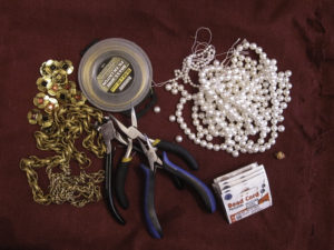 Pearls, chain and tools for jewellery & belt for IRCC 9 submission