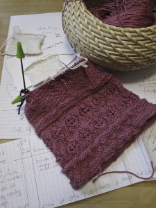 Raspberry-mousse coloured knit silk stockings - first attempt